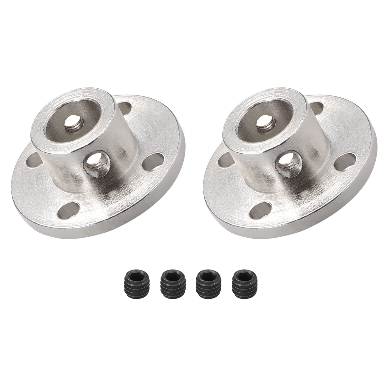 DMiotech 2 Pack 10mm Inner Dia H13xD16 Flange Coupling Connector Rigid Guide Shaft Support Coupler Shaft Coupling with Screws for DIY RC Model Motors Silver