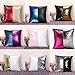 Reversible Sequin Mermaid Glitter Sofa Cushion Cover Pillow (White and Gold)