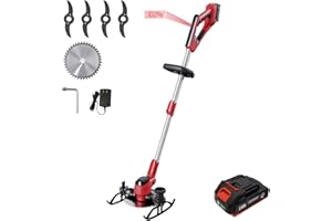 Korunria Cordless Weed Wacker & Edger & Lawn Mower with 2.5Ah Battery, 3-in-1 Weed Wacker Battery Operated, Running Time 50~75 Mins (Battery and Charger Included)