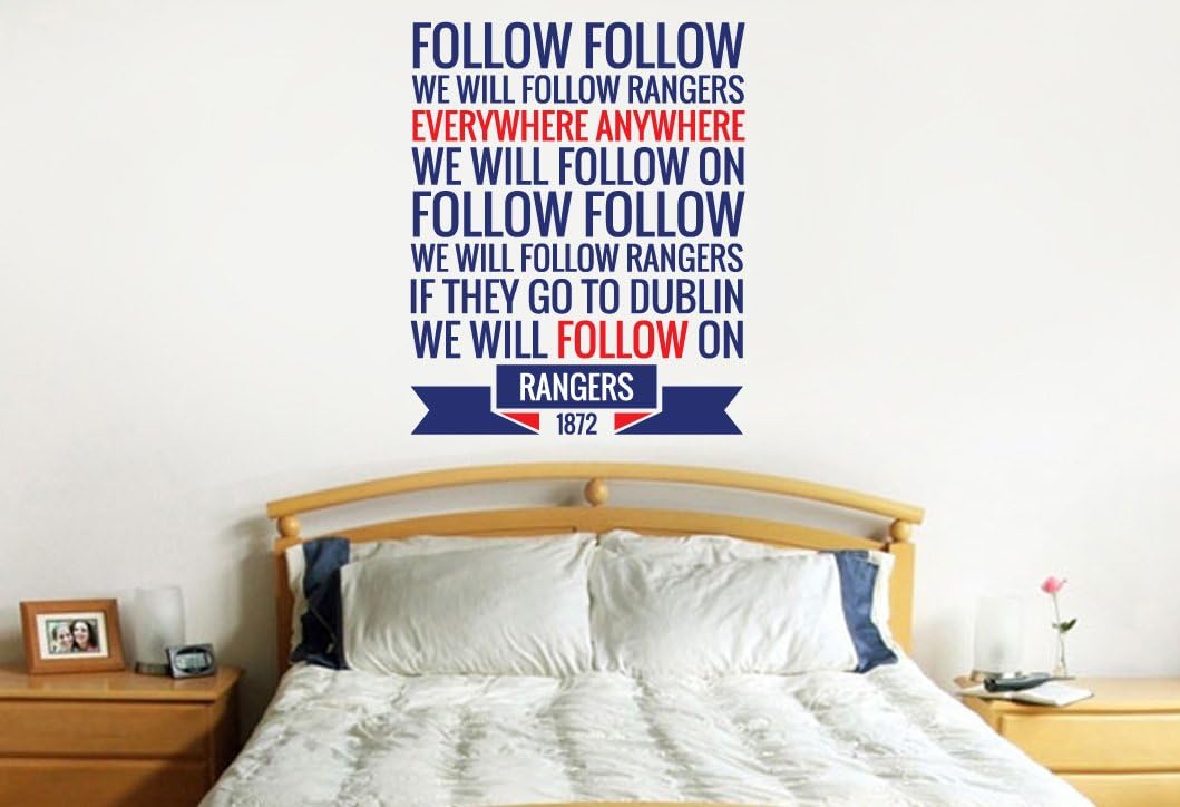 Follow Follow Rangers Song Wall Sticker Decal Football Art Print for Home Bedroom Mural (Blue)