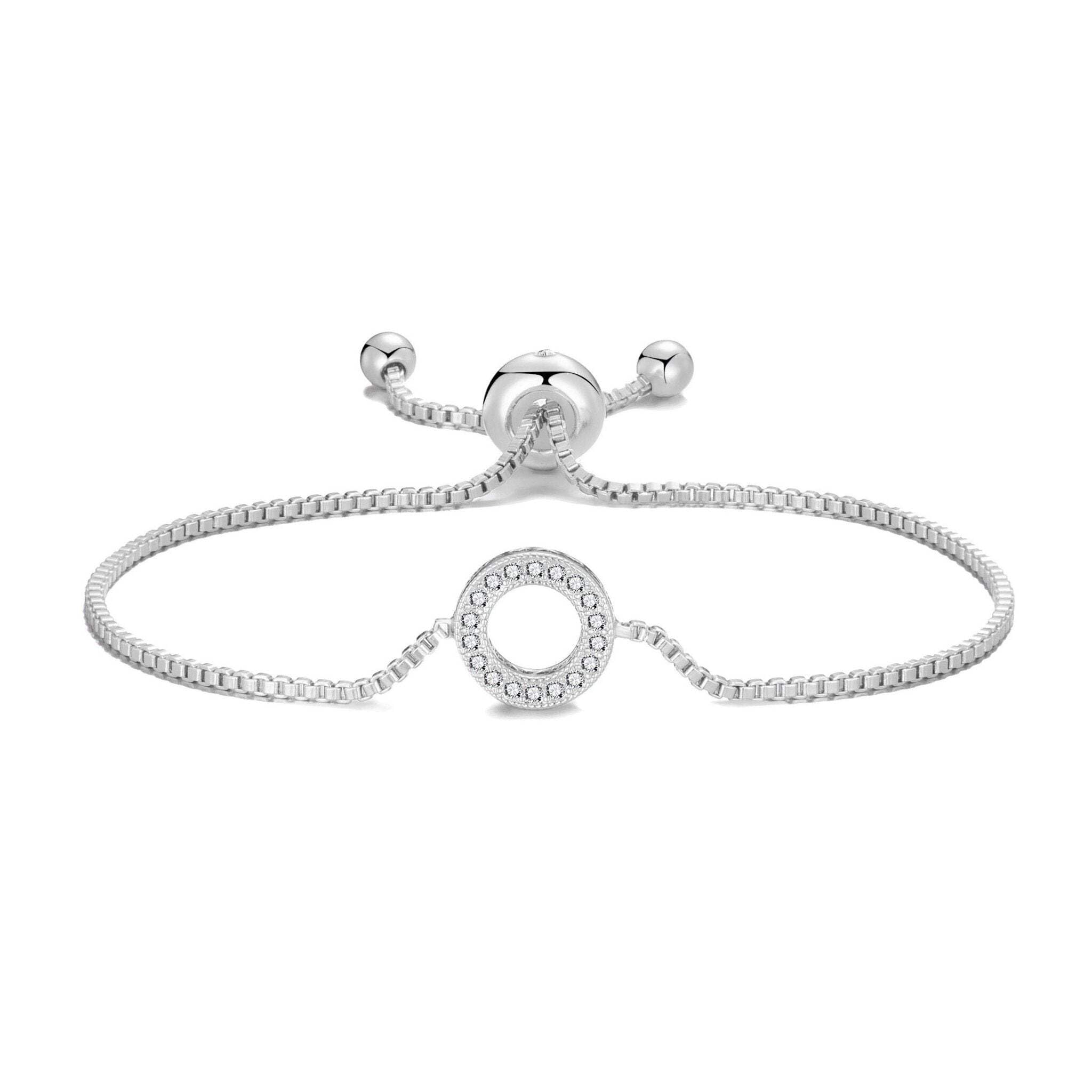 Philip Jones Silver Plated Circle of Life Friendship Slider Bracelet Created with Zircondia® Crystals
