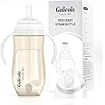 Gulicola Baby Bottle with Straw, Weighted Straw Sippy Cup with Handle, BPA Free PPSU, 6 Months Plus, 9 oz - Clear
