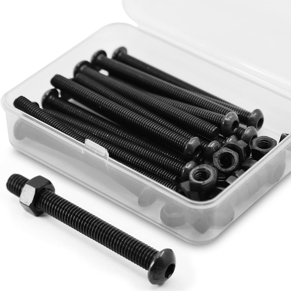 (15 Sets) M6 x 70mm Bolts and Nuts Set Half Head Hex Socket Screws 10.9 Grade Alloy Steel Full Thread