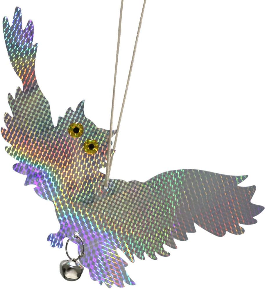 TRRAPLE Reflective Bird Scare Owl Deterrent, Bird Scare Owls, 2 Pcs Hanging Bird Repellent Devices to Keep Birds Away from Your House Window Garden