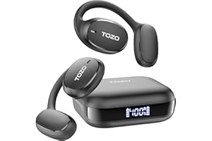 TOZO OpenEgo Open Ear Earbuds Bluetooth Headphones, 80Hrs Playtime Wireless Earbuds with Earhooks, Digital Display, 32 EQ Modes, Clear Call, Comfortable Wear, Sweat-Proof for Running Workout Black