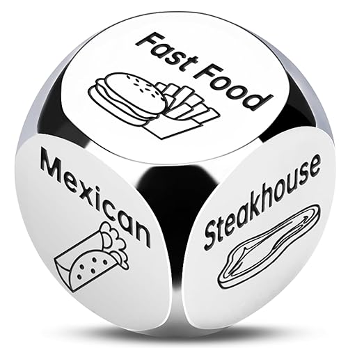 Stocking Fillers for Men: Steel Food Decision Dice,Funny Secret Santa Gifts for Women Couple,Christmas Funny Gifts for Him Her on Birthday Anniversary Valentines Day