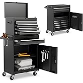 IRONMAX Rolling Tool Chest, 5-Drawer Lockable Tool Cabinet w/Adjustable Shelf & 4 Universal Wheels, 2 in 1 Detachable Tool Bo