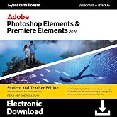 Adobe Photoshop Elements &amp; Premiere Elements 2026 Student &amp; Teacher Edition | Software Download | Photo &amp; Video Editing | 3-year term license | Activation Required [PC/Mac Online Code]