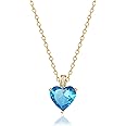 MIDDLUX Genuine Birthstone Necklace for Women, Heart Love Necklace, Birthday Gifts for Her