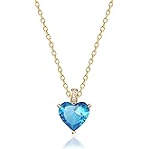 MIDDLUX Genuine Birthstone Necklace for Women, Heart Love Necklace, Birthday Gifts for Her