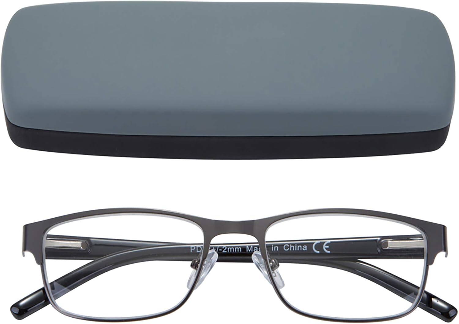 EYEGUARD Mens Reading Glasses, 1 Pair Rectangular Lightweight Metal Readers for Men(+1.50 Magnification), Grey
