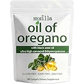 Elunara Resilla Oil of Oregano Softgels,2 in 1 Formulated with Black Seed Oil, 4X Strength Carvacrol & Thymoquinone, Non-GMO 180 Count