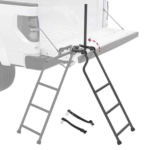AA Products Aluminum Foldable Tailgate Ladder Rack with Two Step Pad ...