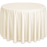 Lann's Linens - 108" Round Premium Tablecloth for Wedding/Banquet/Restaurant - Polyester Fabric Table Cloth - Ivory