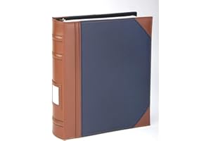 KLEER VU Executive Binder, English Leather 2 Tone with Stitching and Ribbed Spine, Heavy Duty 3 D-Ring with Memo Tag, Blue (1" inch, 1PK)
