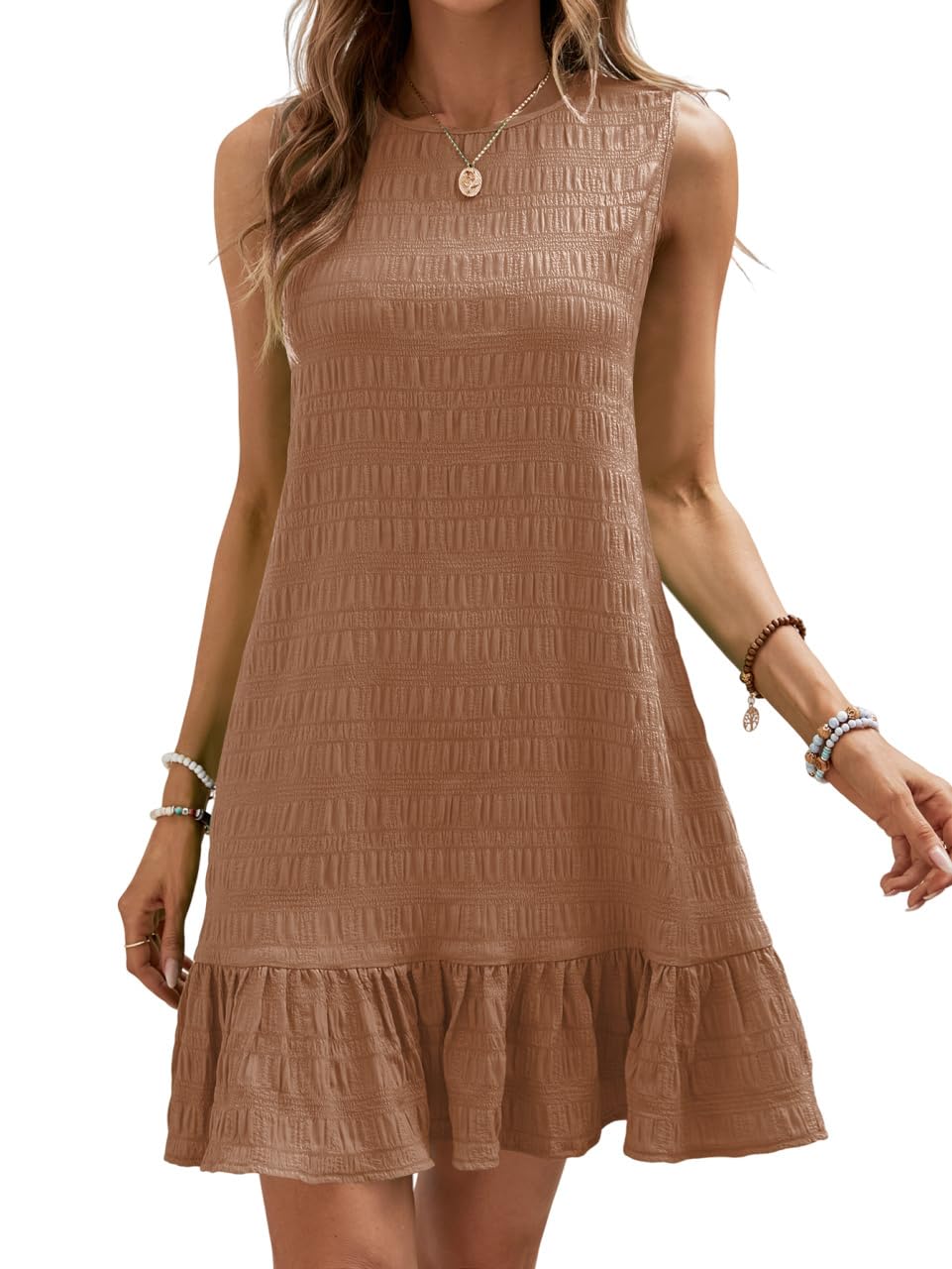 Ruffle Hem Sleeveless Mini Dress