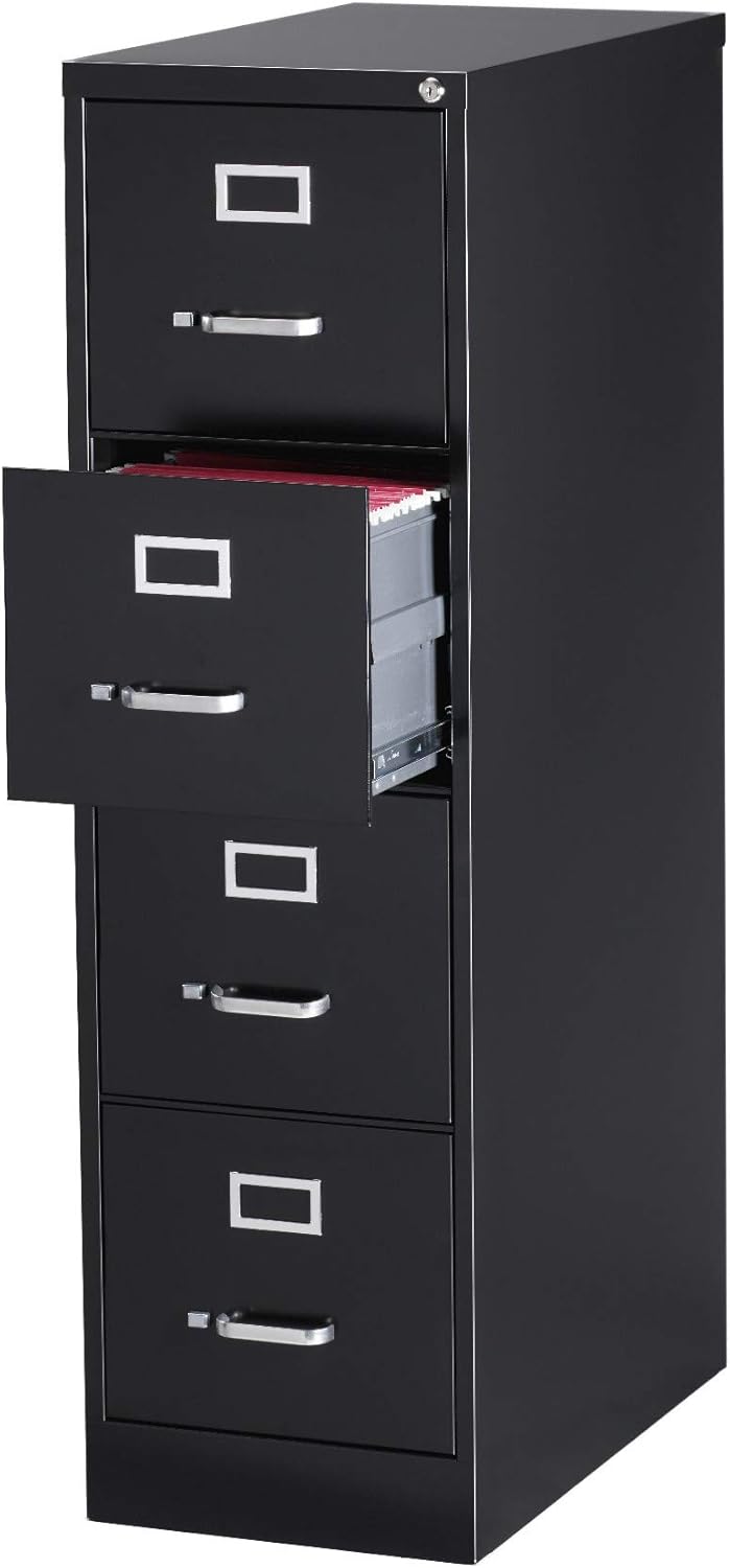 Amazon Com Pemberly Row 4 Drawer 25 Deep Letter File Cabinet In Black Fully Assembled Office Products