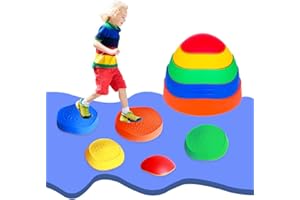 OMNISAFE Balance Stepping Stones for Kids, Non-Slip Textured Surface and Rubber Edges, Indoor & Outdoor Obstacle Course Toy, Exercise Coordination & Strength