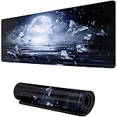 Wisedeal Large Gaming Mouse Pad with Stitched Edges, Desk Pad Protector, Office Computers Laptop Mat, Non-Slip Rubber Base, Waterproof Desk Writing Pad for Office Home Gamer, (Night Butterfly)