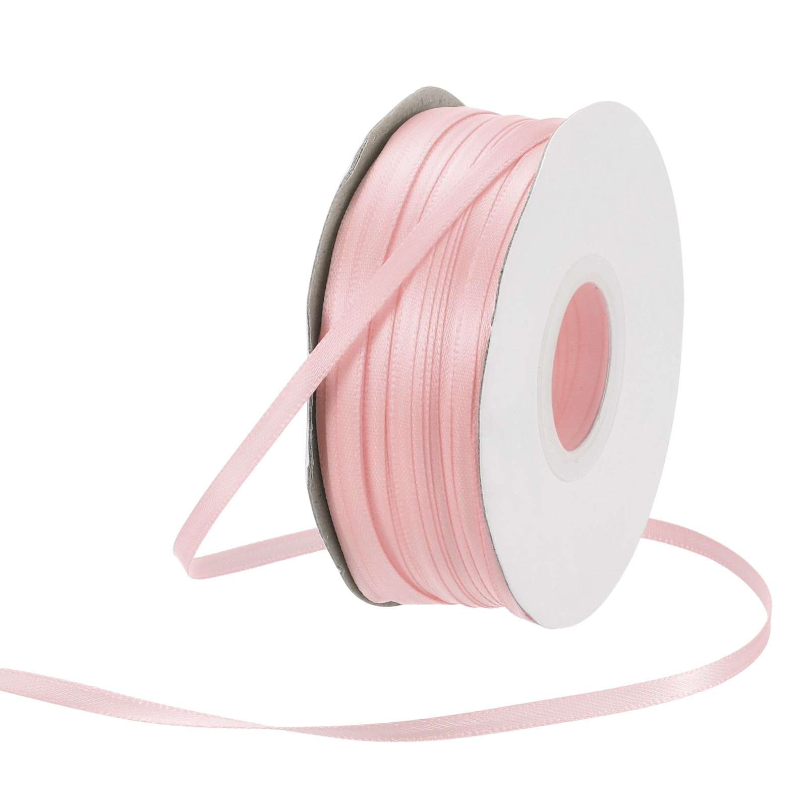 Rebower 3mm Satin Ribbon 91m Thick Double Face Grosgrain Silk Ribbon, [for Gift Wrapping, Hair Bows, Wedding, Cake, Flower] - 100 Yard/300ft/ Pastel Pink — image 1