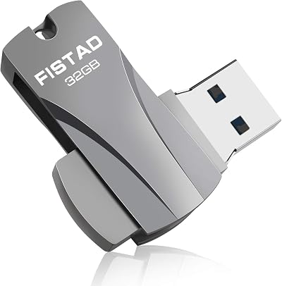 FISTAD 64GB USB 3.0 Metal Flash Drive Waterproof Pen Drive Black Portable PC
