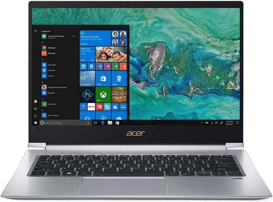 Acer Swift Thin and Light Business Laptop, 14" FHD, Core i7-8565U, GeForce MX150 Graphics, Quad-Core up tp 4.60 GHz, 8GB RAM, 256GB SSD, Backlit, USB-C, FP Reader, 1920x1080, Win 10