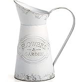 SOUJOY Rustic Shabby Chic Vase, Farmhouse Galvanized Flower Vase, Metal Milk Jug Vases, French Style Vintage Decorative Pitcher for Home Decor, Photo Props, Sparklers for Weddings