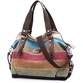 SNUG STAR Canvas Handbag Multi-Color Striped Lattice Cross Body Shoulder Purse Bag Tote-Handbag for Women | Striped, Lattice, Shoulder, Purse, Bag, Striped