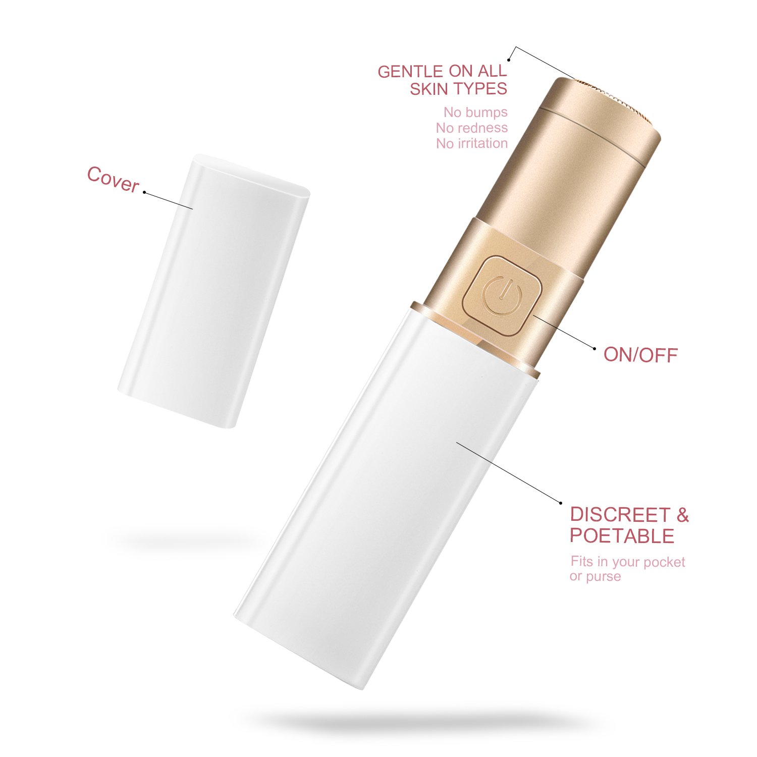 Facial Hair Removal for Women,Sunvito Women\'s Lipstick Razor Electric Shaver Painless Remove Hairs on the Face, Legs, Hands, Bikini Parts And Private Parts