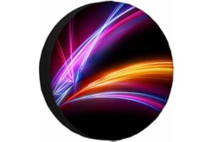 MIYASANG Wave Energy Black Spare Tire Cover Beautiful Fractal Abstract Neon Light Glow Line Weatherproof Universal Wheel Protectors Camper Tire Covers for Trailer Rv Travel(17 inch)