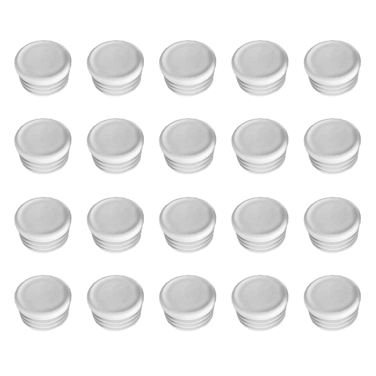 Leliafleury 20PCS Round Plastic End Caps 40mm White Inner Plugs Anti-Slip Plastic Round Tube Plug Insert Plugs Pipe for Tables Chairs Desks Beds