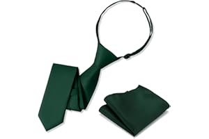 UETLRO Boys Tie Pocket Square Set Pre-tied Adjustable Kids Solid Color Necktie for Age 8-12 Years with Gift Box
