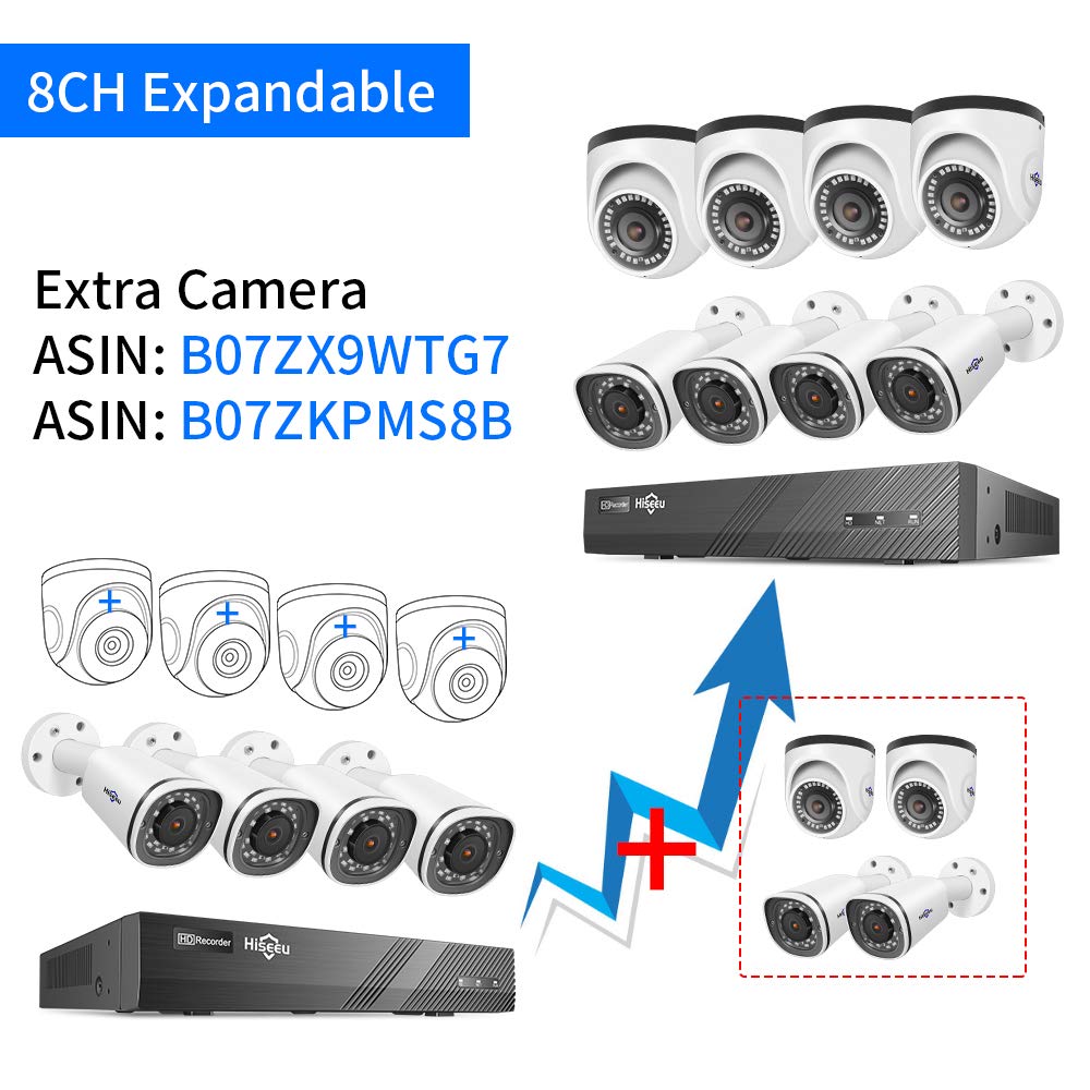 Hiseeu 4K PoE Security Camera System, 8CH 8MP Home Surveillance NVR System with 3TB HDD, 4Pcs 4K IP Wired Camera with Night Vision for Indoor Outdoor Security, 30 Days Video/Audio Loops Recording