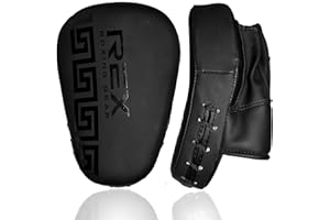 Rex Sports Boxing Pads Focus Mitts, Rexene Leather Curved Hand Pad with Adjustable Strap, Hook and Jab Hand Strike Shield for MMA