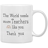 QASHWEY Teacher Mug, Teacher Coffee Mug, TeacherGifts Coffee Mugs, Teachers Appreciation Gifts CoffeeMugs Tea Cup, Thank You Gifts, The World Needs More Teachers Like You CoffeeCup Ceramic 11oz