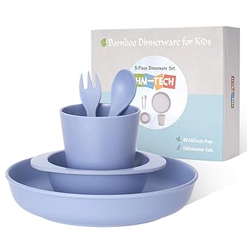 Amazon.com: Juego de vajilla de bambú para bebé, no tóxico y ...