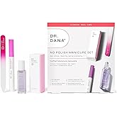 Dr. Dana No Polish Manicure Set - Shine and Strengthen Your Nails with Natural Glycolic Serum, Cuticle Oil, Nail Buffer Block, and Glass Nail File, Nail Care Kit for Healthy Nails, Halal Certified