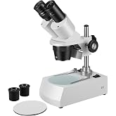 ZTEEERS Stereo Microscope，Binocular Microscope, WF10x and WF20x Eyepieces, 10X-80X Magnification, Upper and Lower LED Light Source, Pillar Stand,120V Power Supply and Lithium Battery