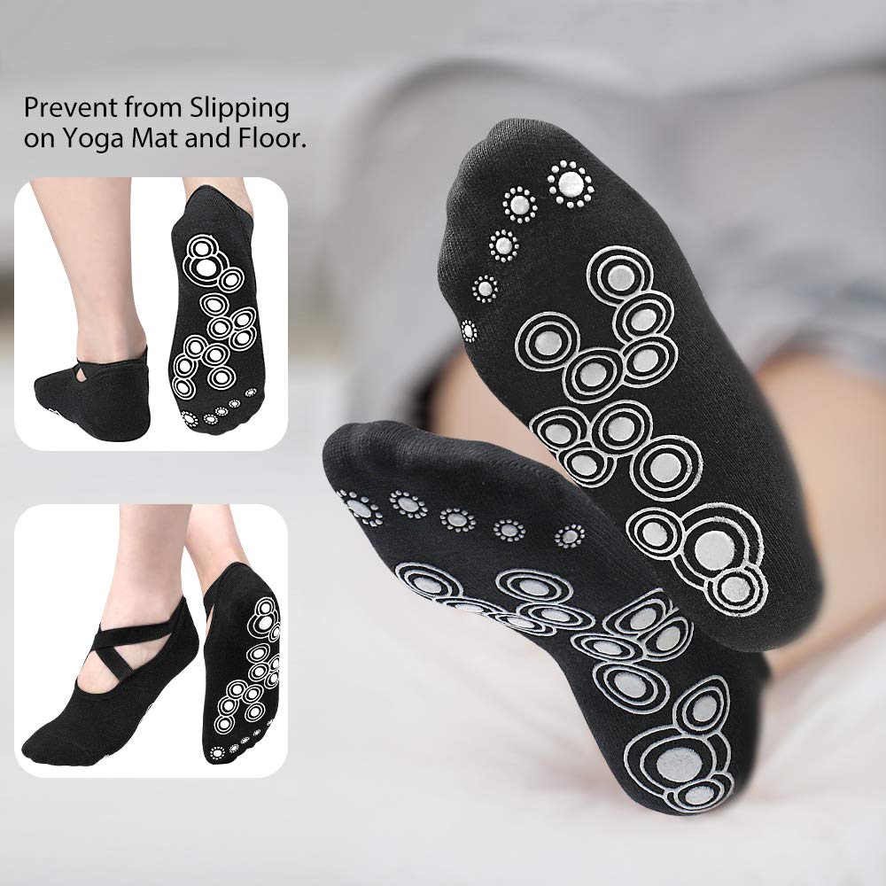 Tomight 3 Pairs Non Slip Yoga Socks for Women, Perfect for Pilates, Pure Barre, Ballet, Barefoot Workout
