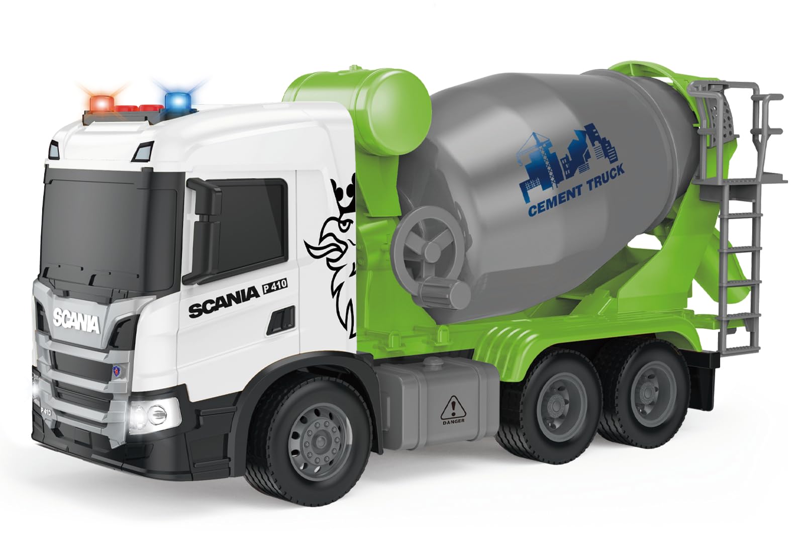 Cheerful Toys Kinder Betonmischer - Scania 30,8cm Betonmisch Fahrzeuge mit Licht und Sound, LKW Mischwagen Lastwagen Spielzeug für Jungen 3 4 5 6 Jahre, groß