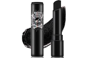 DUOZENG Black Matte Lipstick,Makeup Clown Eye Black Face Body Paint Stick for Baseball Softball Football,Professional Pigmented Black Cream-Blendable Stick,Eye Balck Eyeblack Stick for Sports Halloween SFX Cosplay