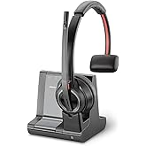 Plantronics - Savi 8210 Office Wireless DECT Headset (Poly) - Single Ear (Mono) - Compatible to connect to PC/Mac or to Cell Phone via Bluetooth - Works with Teams (Certified), Zoom