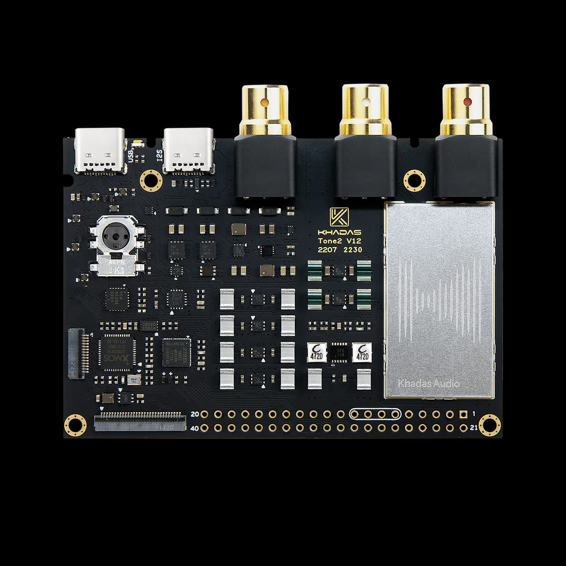 Khadas Digital to Analog Audio Converter Tone2 Maker kit Hi-Fi Mini Desktop DAC with Balanced RCA, ES9038Q2M, DSD512(Native), PCM768, XMOS XU208, Hi-Res Audio DAC, S/PDIF Input for Maker, DIY