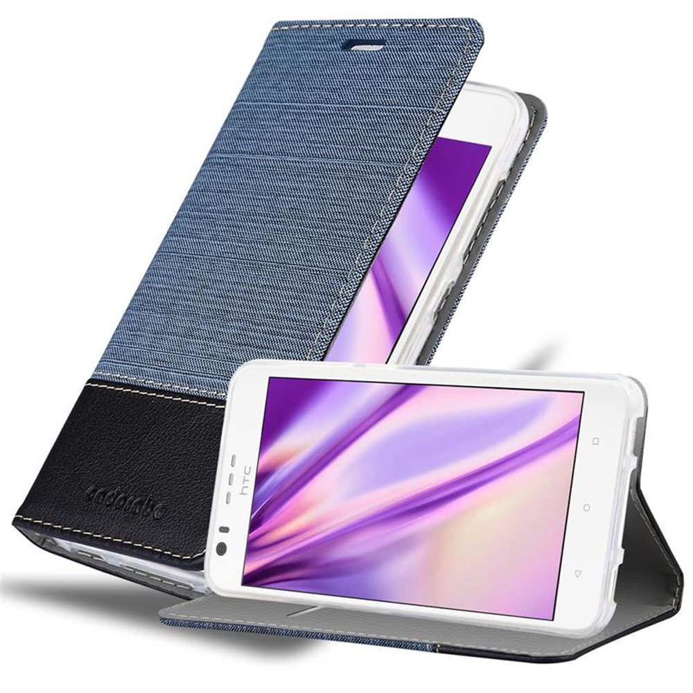 cadorabo Book Case works with HTC Desire 10 LIFESTYLE/Desire 825 in DARK BLUE BLACK - with Magnetic Closure, Stand Function and Card Slot - Wallet Etui Cover Pouch PU Leather Flip