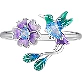 VOROCO 925 Sterling Silver Adjustable Open Ring Trendy Elegant Unique Open Ring Flower Cross Ring for Women Jewelry Gift