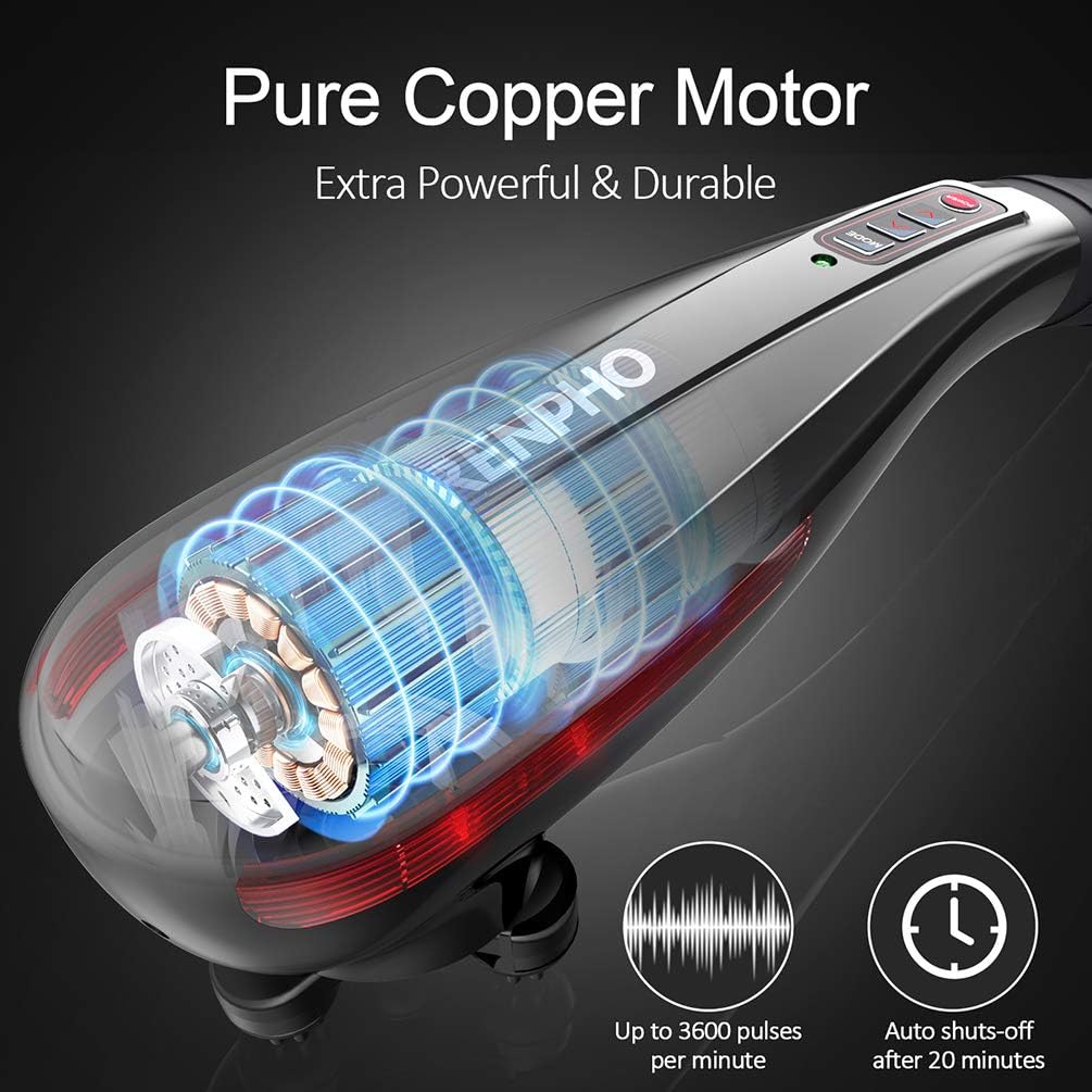RENPHO Cordless Handheld Back Massager, Rechargeable Electric Deep Tissue Percussion Muscle Massager for Neck Shoulder Leg Foot Joint Pain Relief, Portable Vibrating Massager for Full Body Home Office: Health & Personal Care