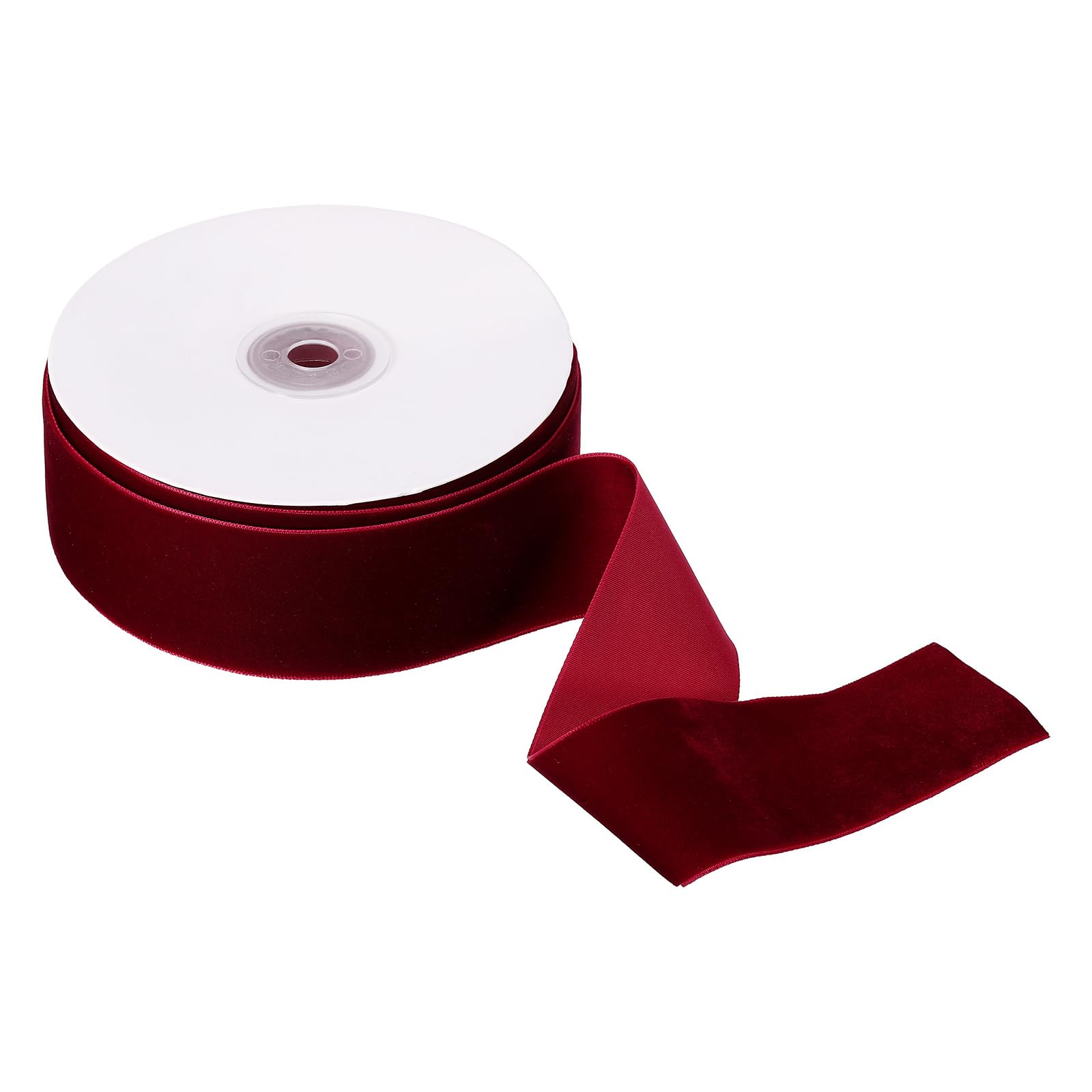 M METERXITY 1 Roll Velvet Ribbon - Polyester Single Face Spool Apply to DIY Decor Bridal Bouquets Wedding Cards Present Packaging (10 Yd x 1-1/2 in, Burgundy)