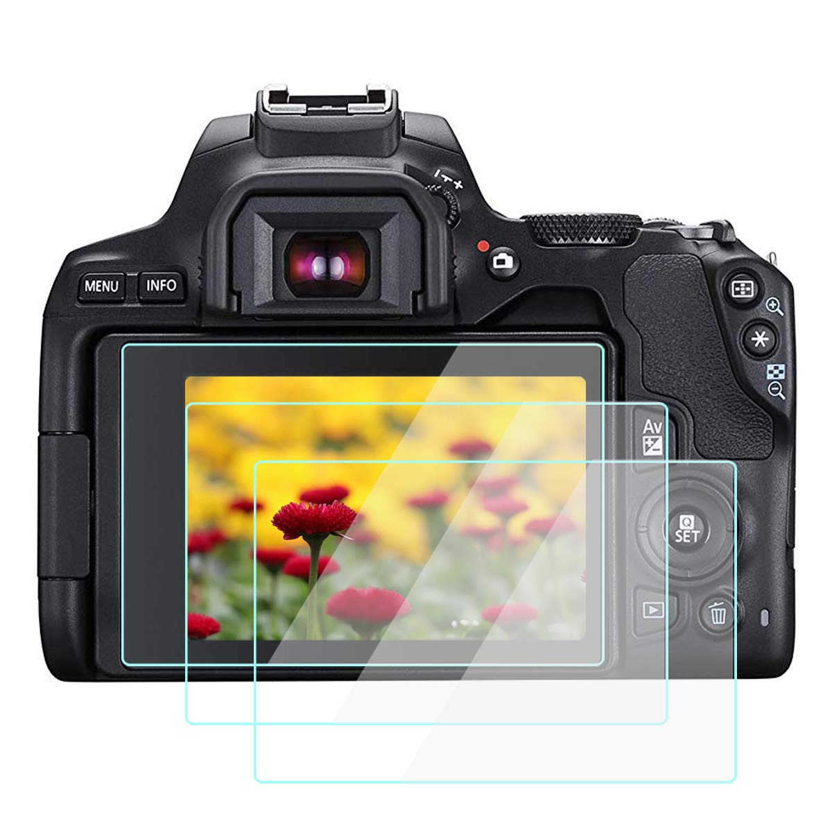 Komet 250D Screen Protector Glass Compatible for Canon EOS 250D 200D Mark II Camera, 9H Tempered Glass Anti-scratch Fingerprint-proof Ultra-thin Ultra-clear, 3 Pack