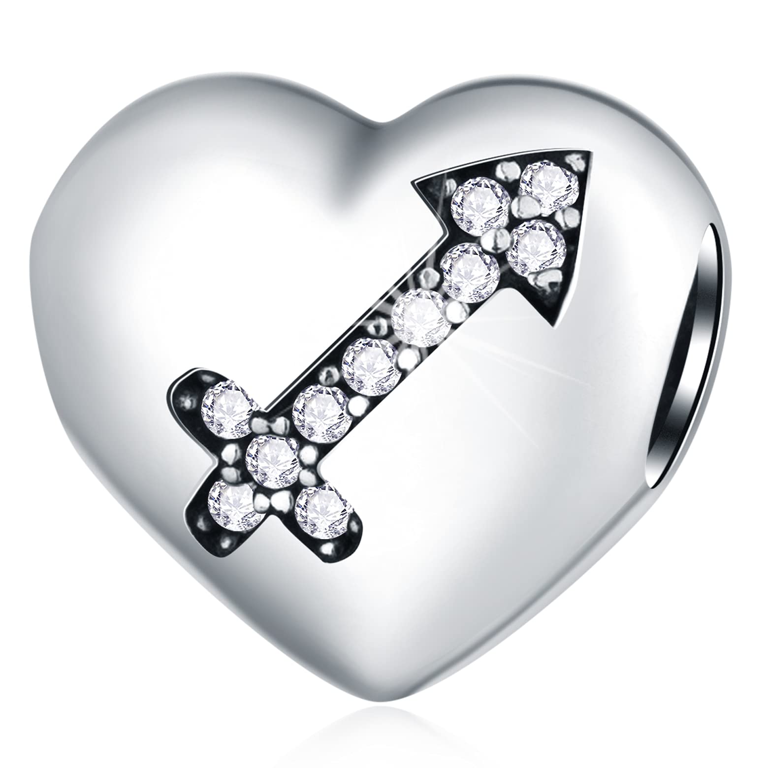 Sagittarius Zodiac Sign Charms, fits Pandora Birthday Bracelet, 925 Sterling Silver Heart Beads I Love My Constellation with CZ, Sgr Star Horoscope Gifts for Christmas/Lover