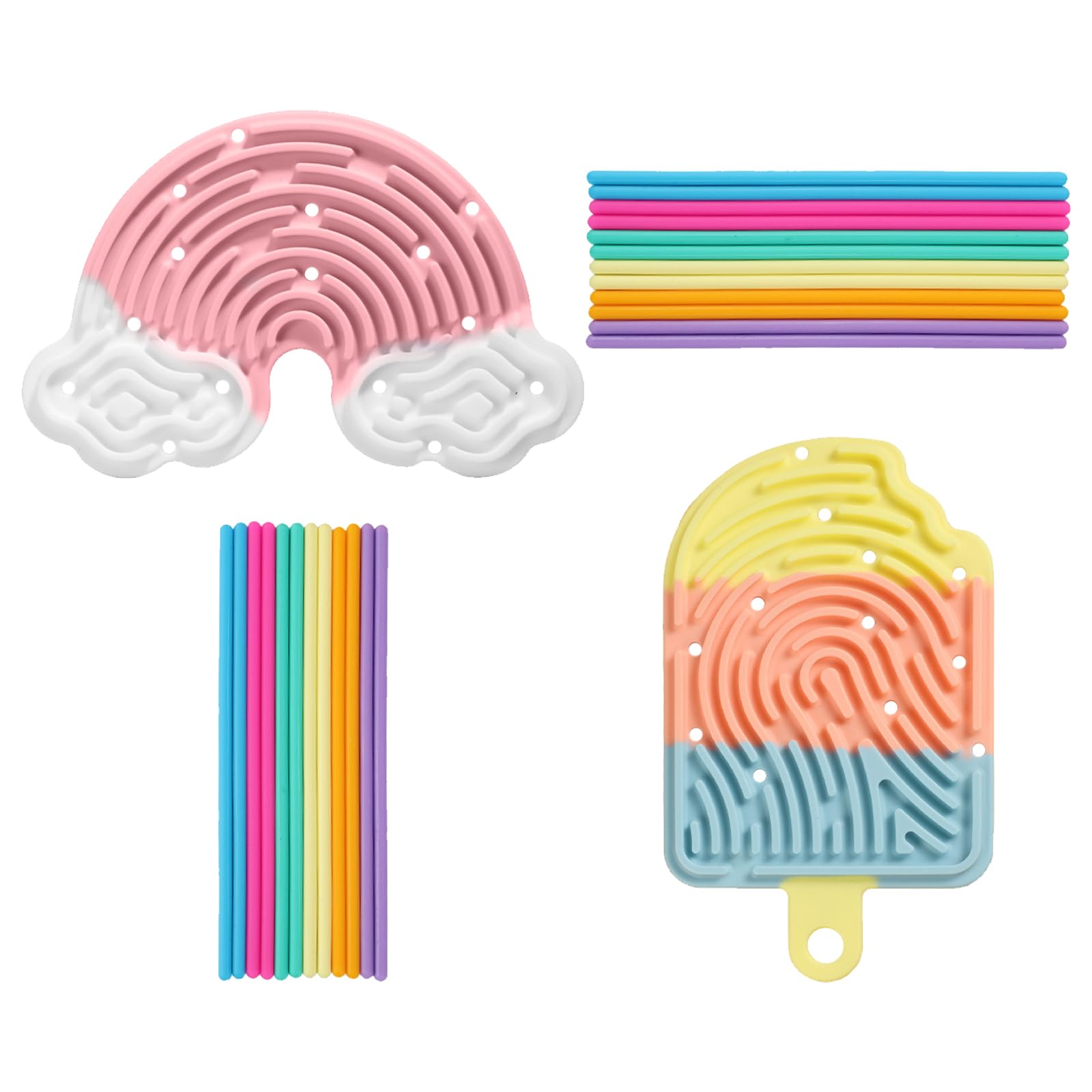 DAVBNM 2 Pcs Sensory Activity Board, Sensory Board, Silicone Fidget Board, With 24 Pcs 15CM Sticks, Fidget Toy for Stress Relief for Adults